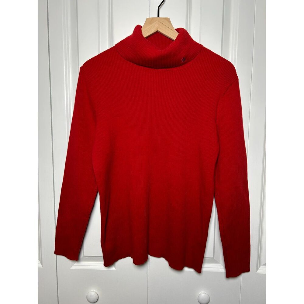 Lauren Ralph Lauren Red Ribbed Turtleneck Sweater Cotton Knit Sweater Weather 2X